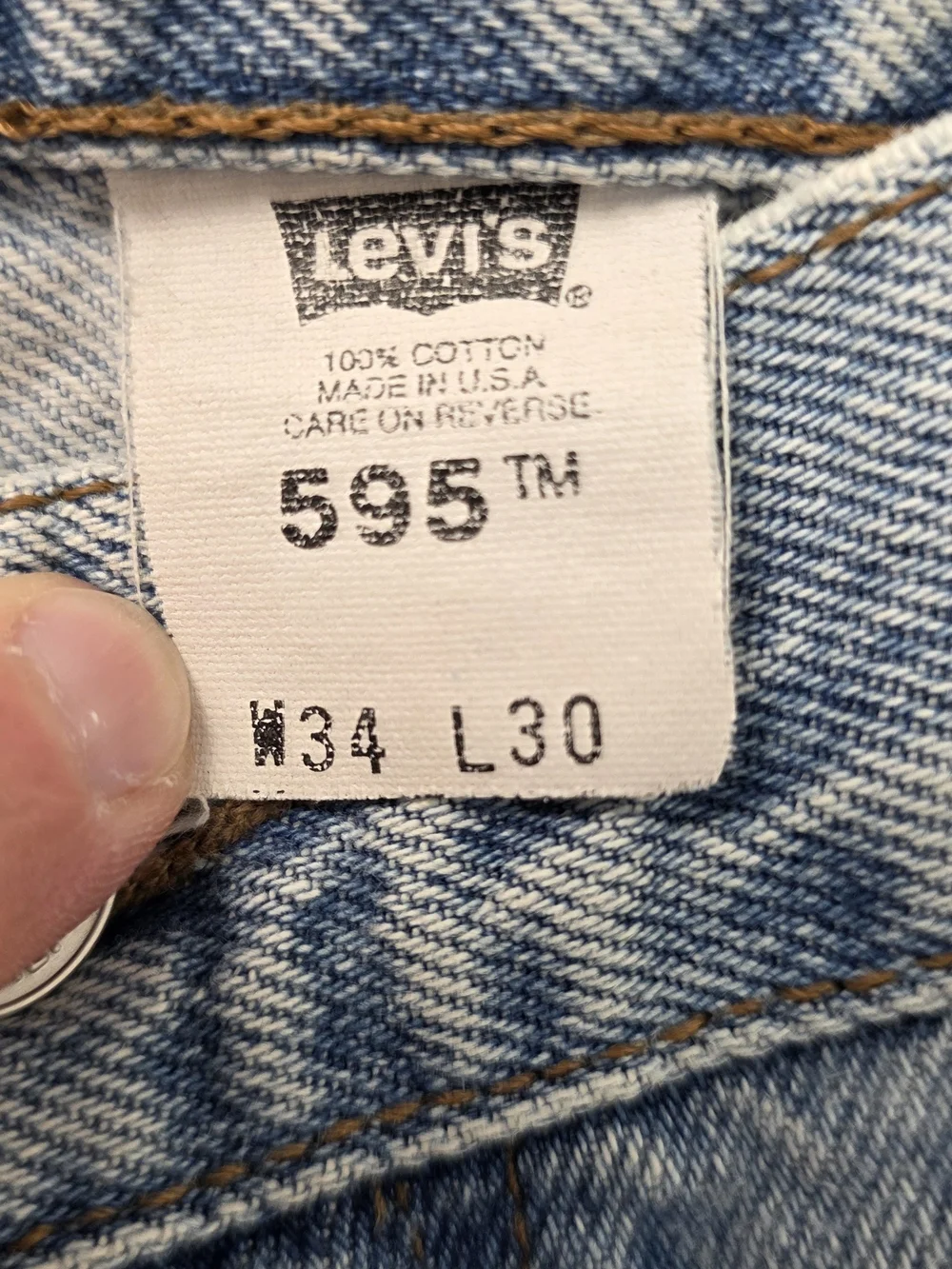 Vintage 1999 Levis 595 Jeans Mens 34x30 Blue Baggy Straight 90s Dry Goods USA
